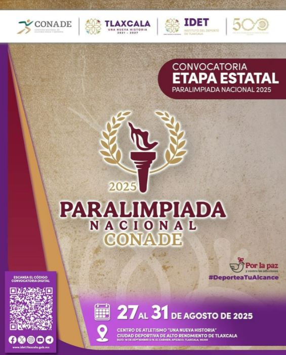 Convocan a atletas a participar en la etapa estatal selectiva rumbo a la Paralimpiada Nacional Conade 2025