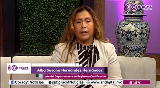 En el estudio de “Coracyt Noticias”, Jefa del Departamento de Registro y Certificacion Sep-Uset