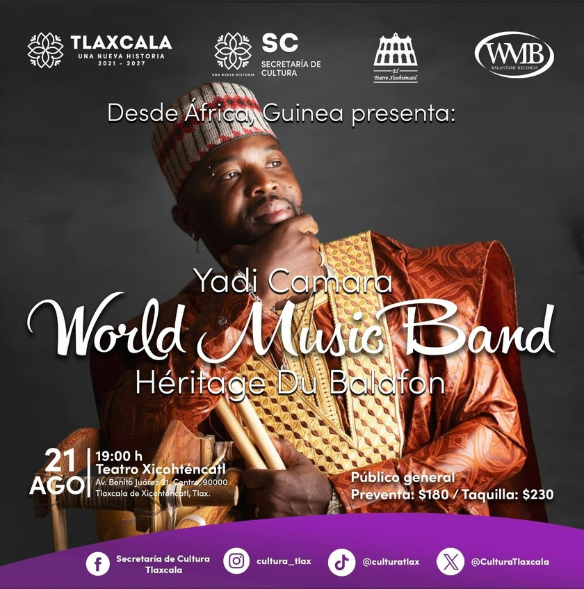 El músico Yadi Camara traé la herencia viva del balafón africano a Tlaxcala