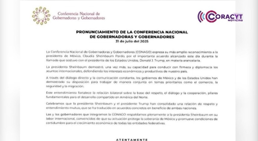 Respalda Conago a la presidenta Claudia Sheinbaum por acuerdo bilateral con EE.UU