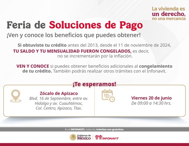 Infonavit realizará Feria de Atención en Tlaxcala