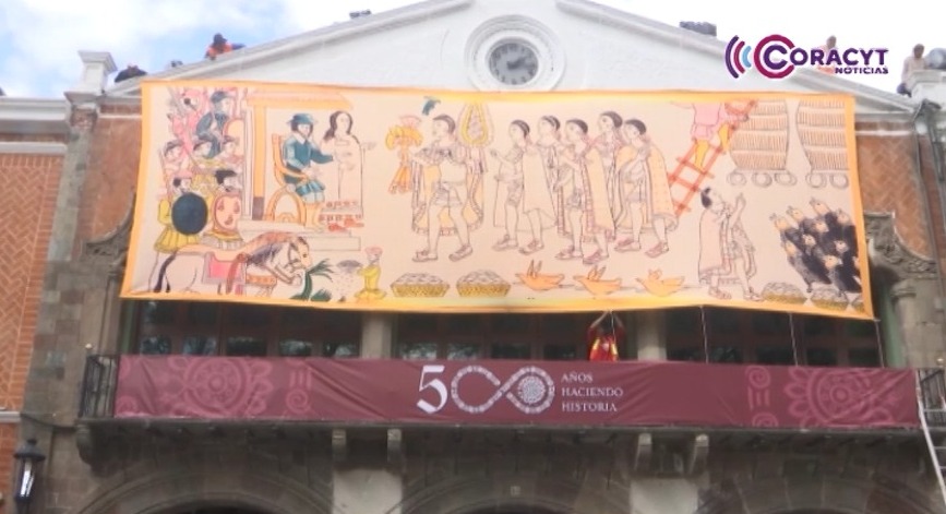 Exhiben 500 años de historia de Tlaxcala en lienzos conmemorativos