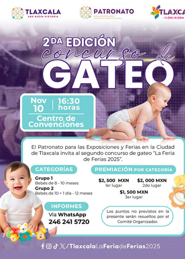“La Feria de Ferias Tlaxcala 2025” invita a participar en sus concursos de gateo, danzón y carrera de botargas