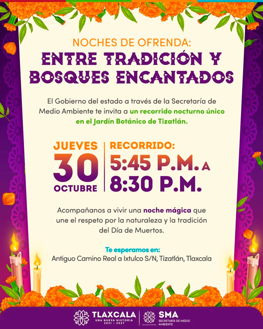 “Noches de ofrenda” iluminará el jardín botánico de Tizatlán con arte, tradición y materiales reciclados