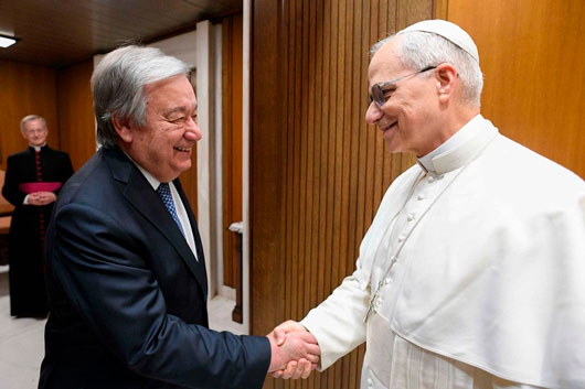 León XIV recibe en el Vaticano al secretario general de la ONU