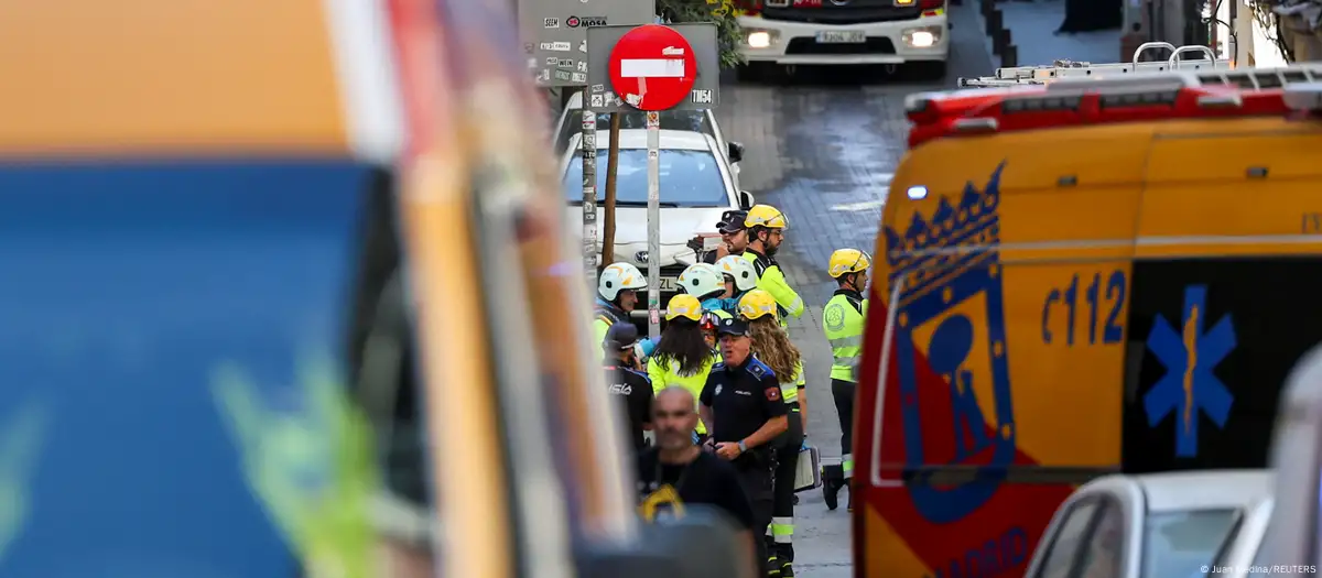 Colapsa edificio en el centro de Madrid, España