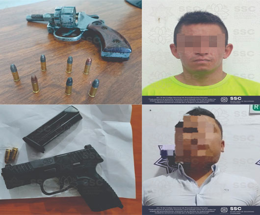 En hechos distintos, asegura SSC a dos sujetos por portación de arma de fuego