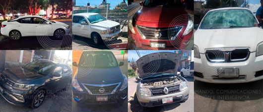 Recuperan en Tlaxcala 7 vehículos con reporte de robo, en menos de 24 hrs