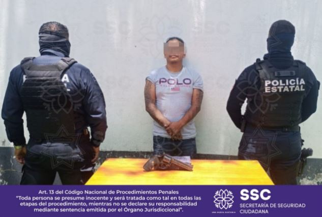 Asegura SSC a sujeto por portación ilegal de arma de fuego en Tepeyanco