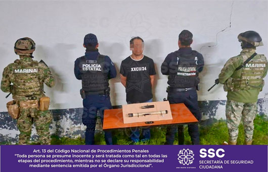 Aseguran SSC y marina a sujeto por portación de objeto óptimo para agredir