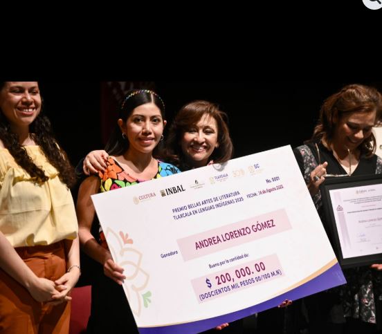 Obtuvo Andrea Lorenzo “Premio Bellas Artes de Literatura Tlaxcala en Lenguas Indígenas 2025”
