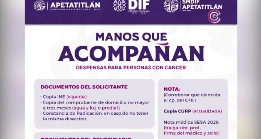 Brinda Ayuntamiento de Apetatitlán apoyos a familias con pacientes oncológicos