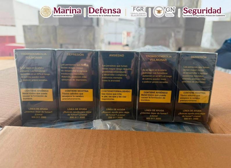 Aseguran casi un millón de cajetillas de cigarros de contrabando provenientes de Japón
