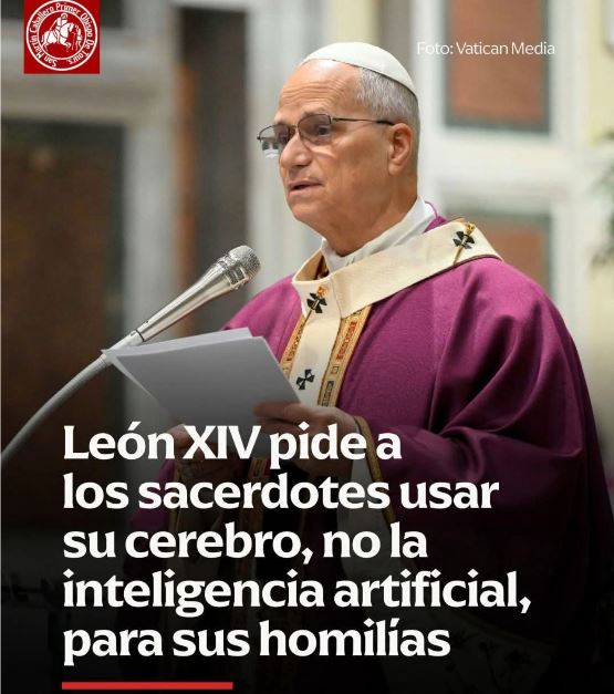 El Papa León XIV pide a los sacerdotes usar su cerebro, no la inteligencia artificial, para sus homilías