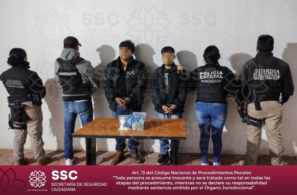 Detienen Secretaría de Seguridad Ciudadana y Guardia Nacional a dos sujetos en posesión de narcóticos