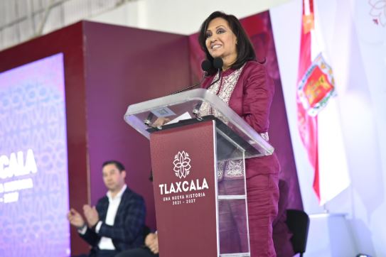 Destacó gobernadora Lorena Cuéllar avances del Plan Estatal de Desarrollo en Chiautempan